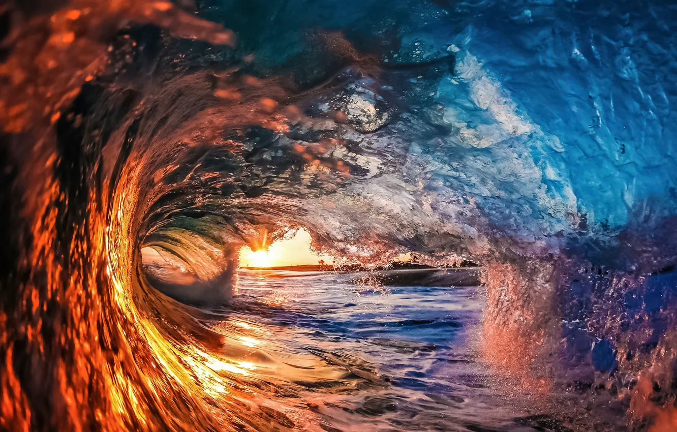 Photo wallpaper sea, wave, light, squirt, nature, the ocean, paint, wave