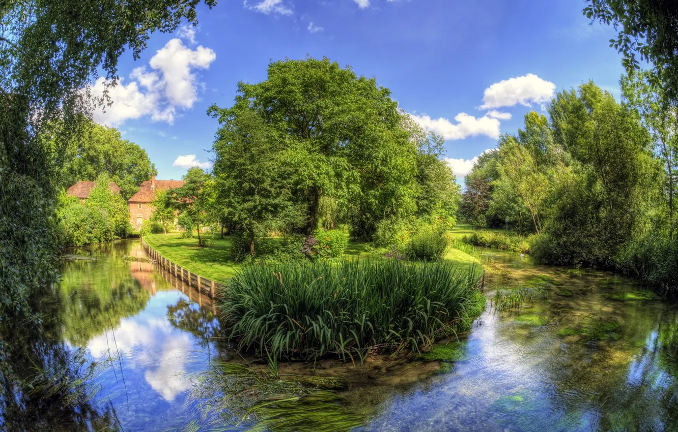 Photo wallpaper the sky, water, trees, river, Germany