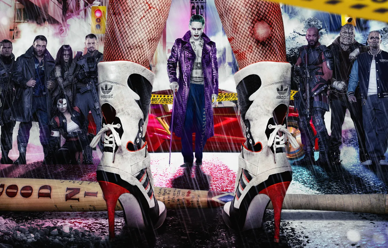 Photo wallpaper hero, villain, Joker, DC Comics, Harley Quinn, Suicide Squad, Suicide squad