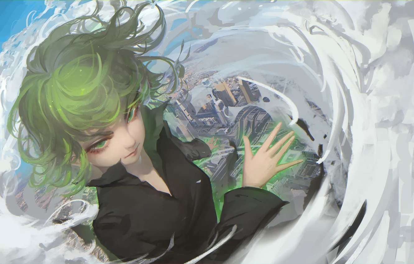 Photo wallpaper girl, the city, home, anime, art, tatsumaki, bing bing, onepunch man