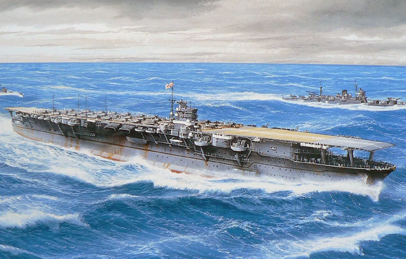 Photo wallpaper ship, art, the carrier, Navy, military, cruiser, Japanese, destroyer