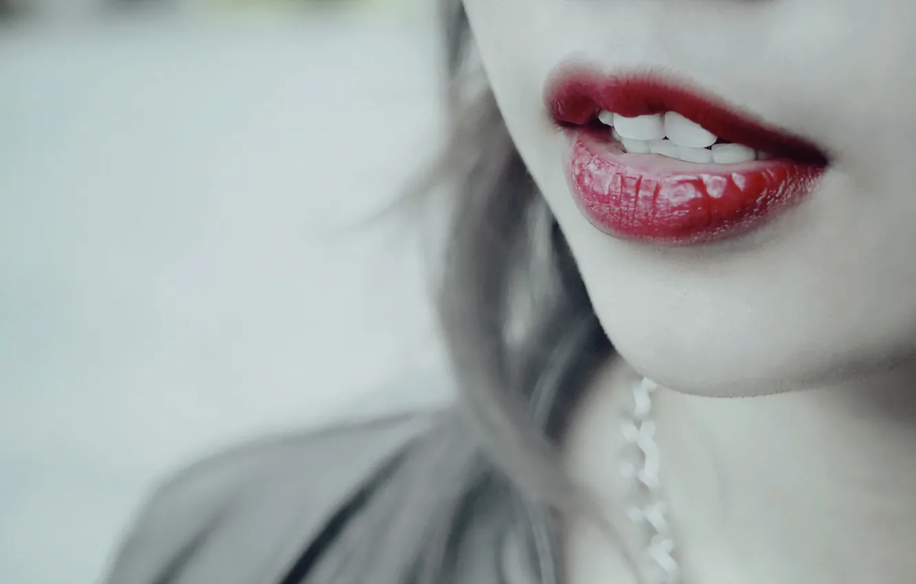 Photo wallpaper girl, macro, lips