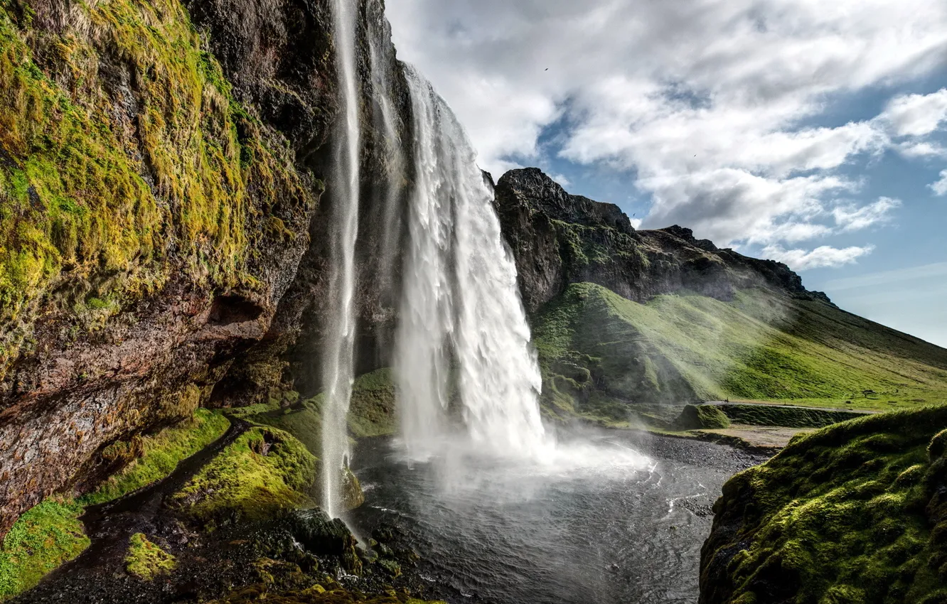 Photo wallpaper landscape, river, waterfall