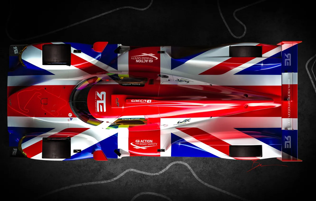 Photo wallpaper Auto, Machine, The view from the top, Motorsport, Rendering, Silverstone, Illustration, Supercar