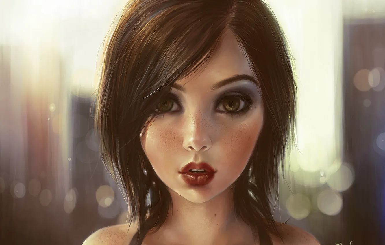 Photo wallpaper eyes, look, girl, eyelashes, portrait, art, lips, Elena Sai