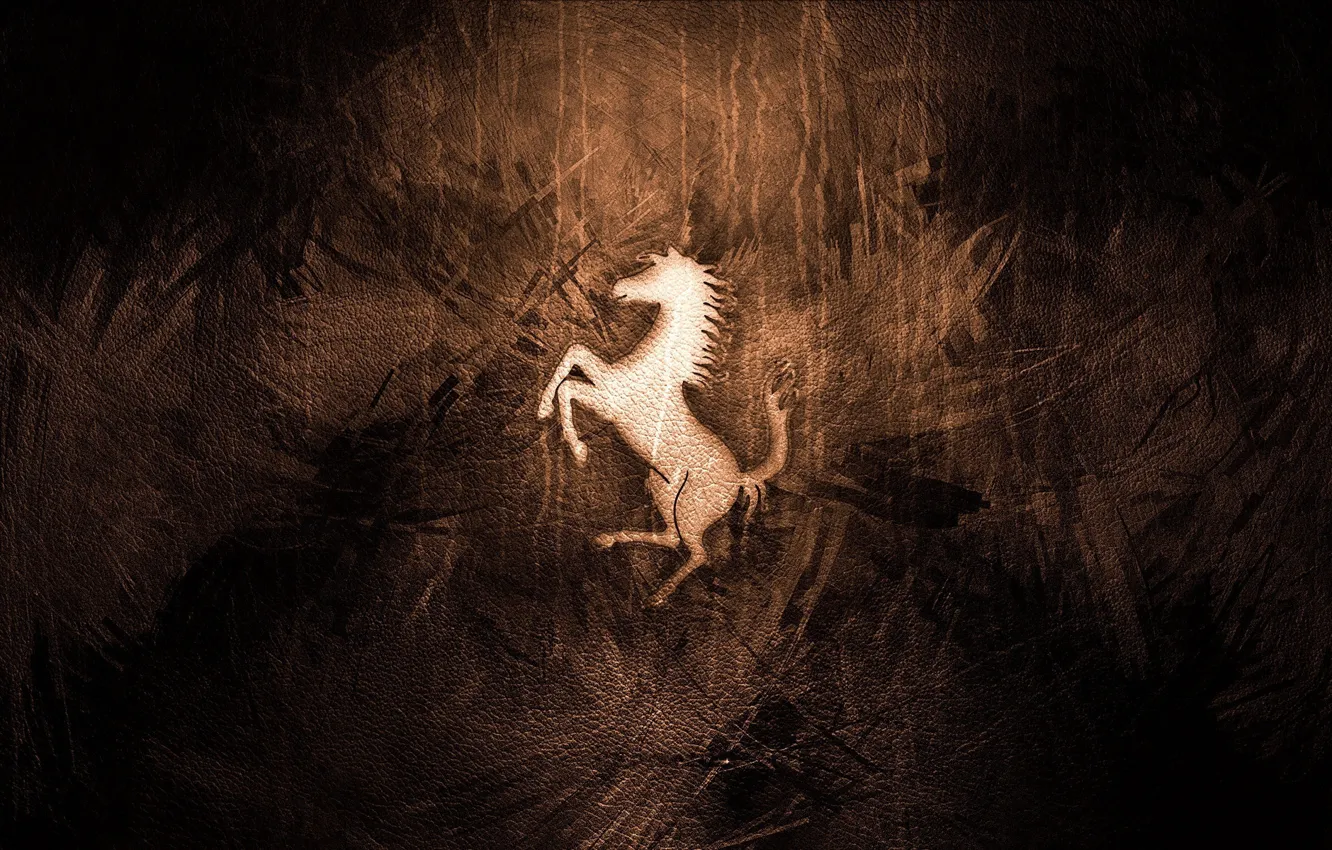 Photo wallpaper horse, leather, emblem, ferrari, 2014