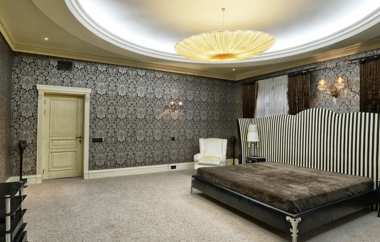 Photo wallpaper design, Wallpaper, Villa, bed, luxury, Design, bedroom, Interior