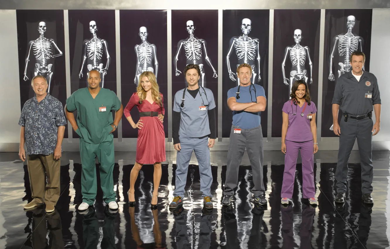 Photo wallpaper Cleaner, Scrubs, clinic, Turk, Doctor In Kells, Elliot, Dr. Cox, JD