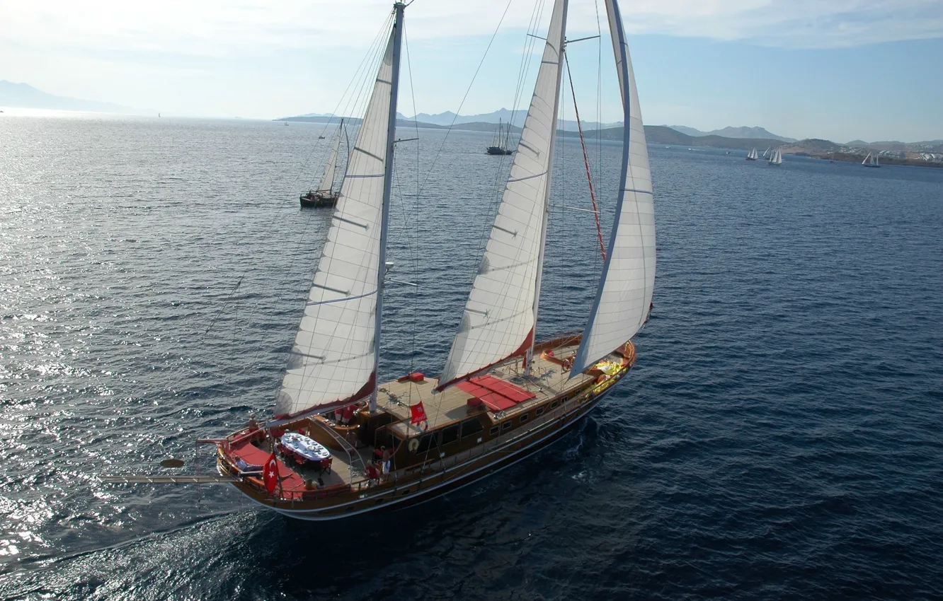 Photo wallpaper sea, sailboat, yacht, sail