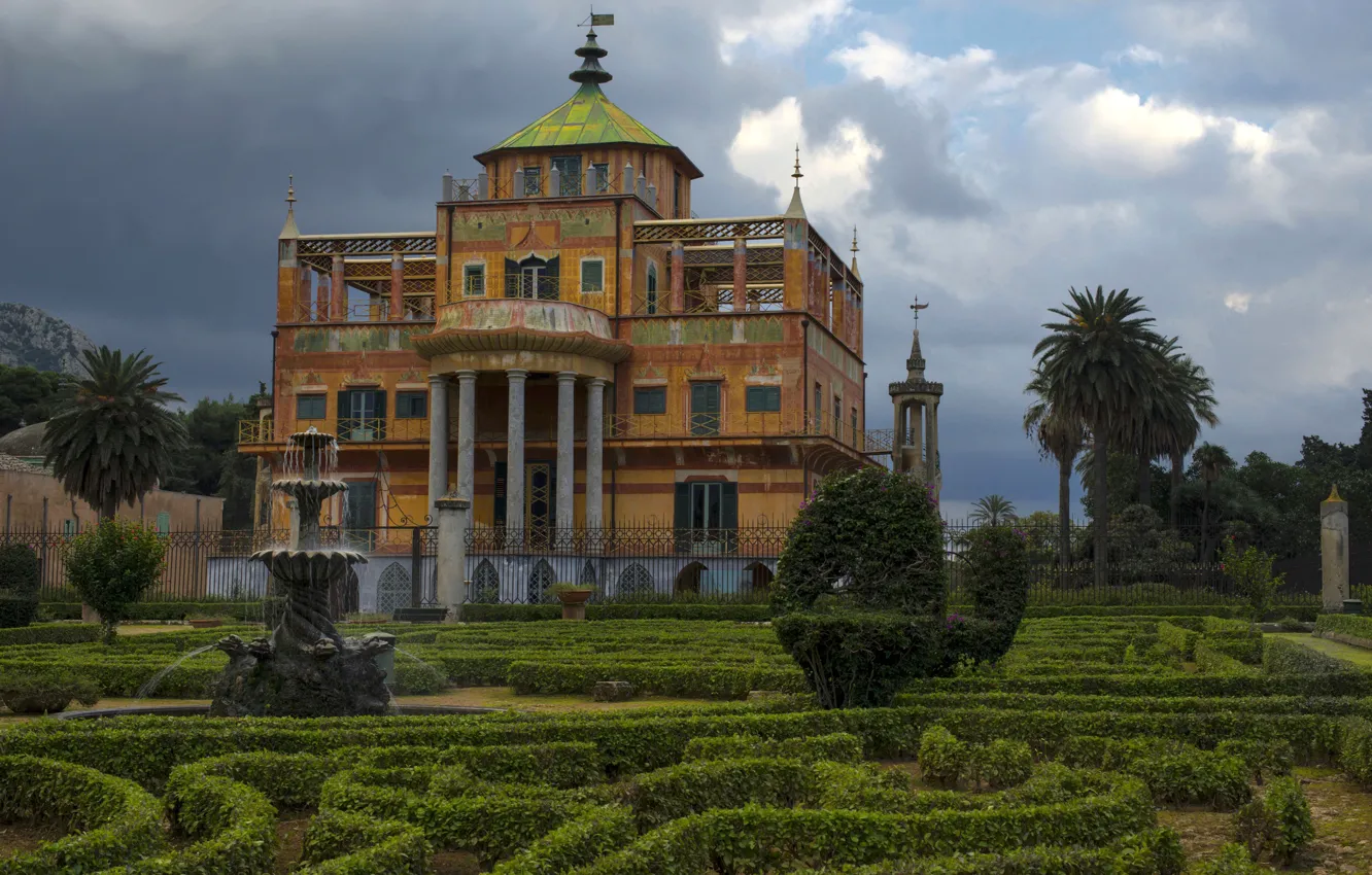 Photo wallpaper Park, Villa, Italy, Sicily, Palermo, little Chinese Palace, Palazzina Cinese