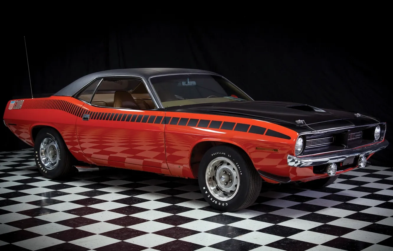 Photo wallpaper background, 1970, Plymouth, the front, Muscle car, Cuda, AAR, Muscle car