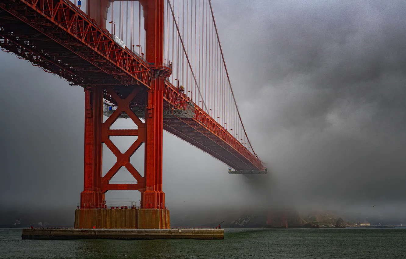 Photo wallpaper bridge, fog, San Francisco, Golden Gate, USA