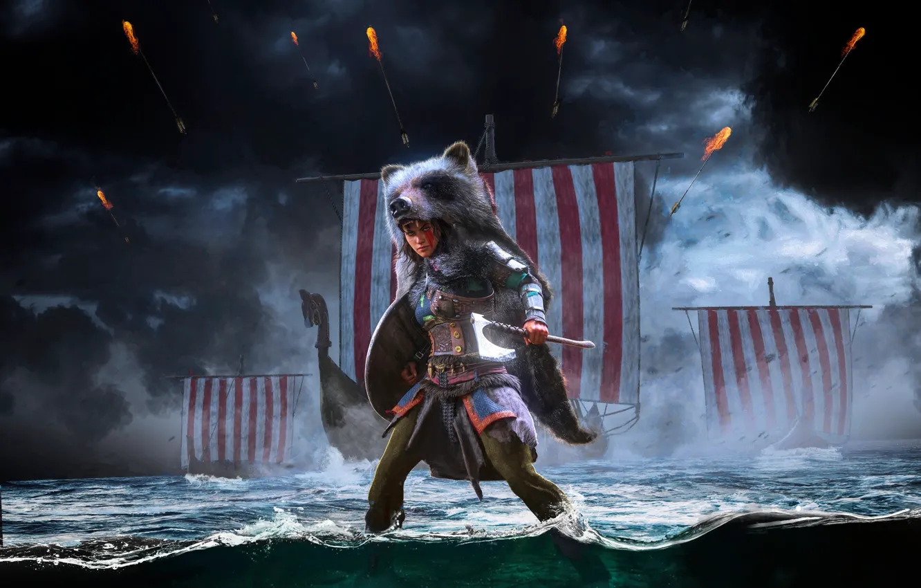 Photo wallpaper multi-platform video game, Assassin’s Creed Valhalla, Assassin's Creed: Valhalla, female Eivor