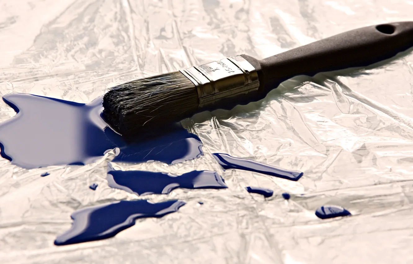 Photo wallpaper blue, paint, brush, brush