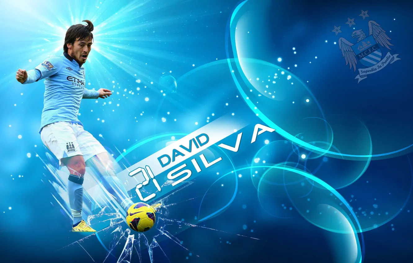 Photo wallpaper wallpaper, football, Spain, England, David Silva, Manchester City FC