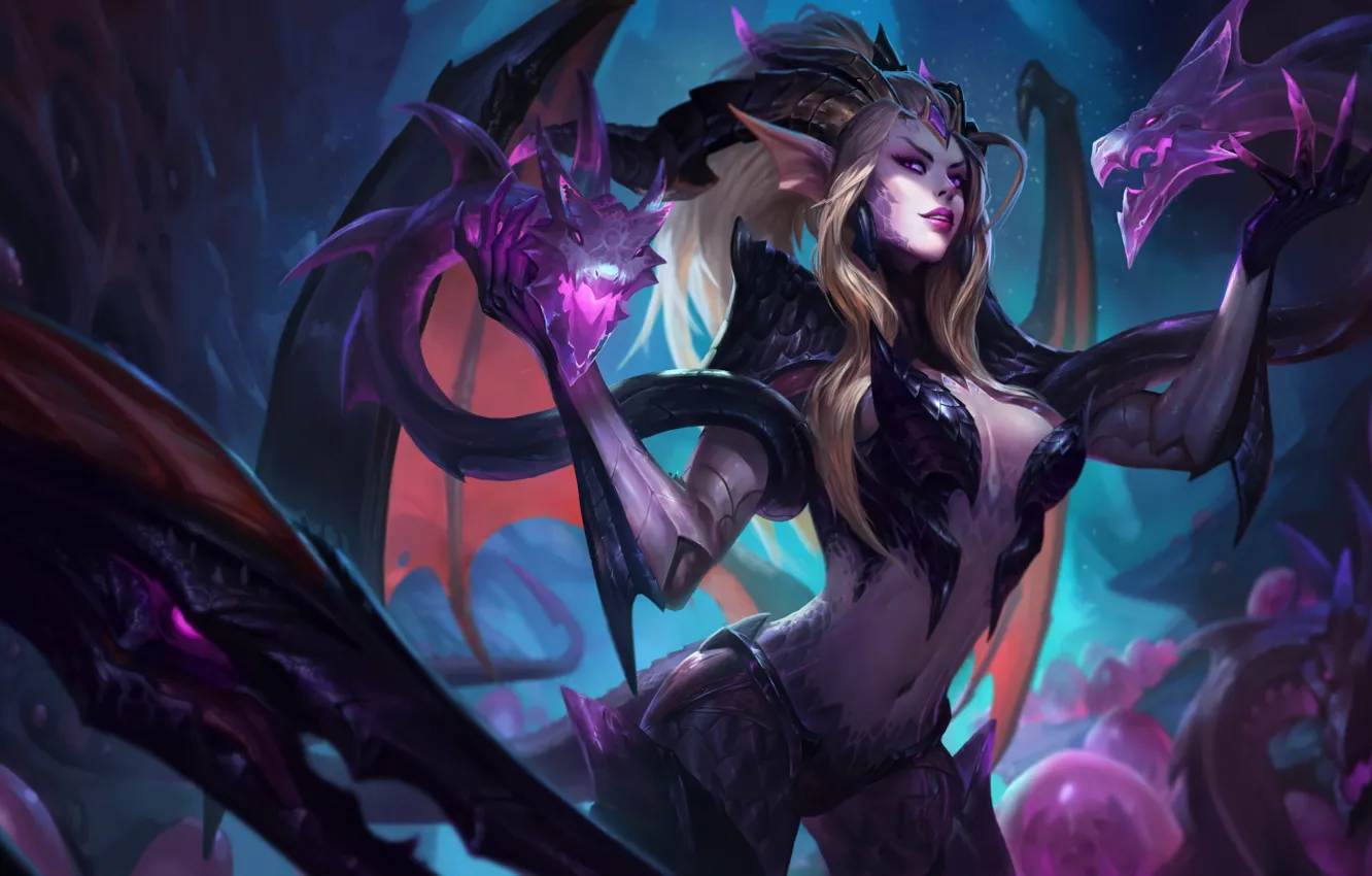 Photo wallpaper girl, fiction, dragon, art, fantasy, art, characters, League of Legends