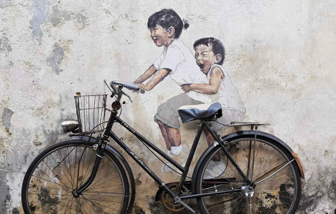 Photo wallpaper bike, Malaysia, Penang, Georgetown, the picture on the wall