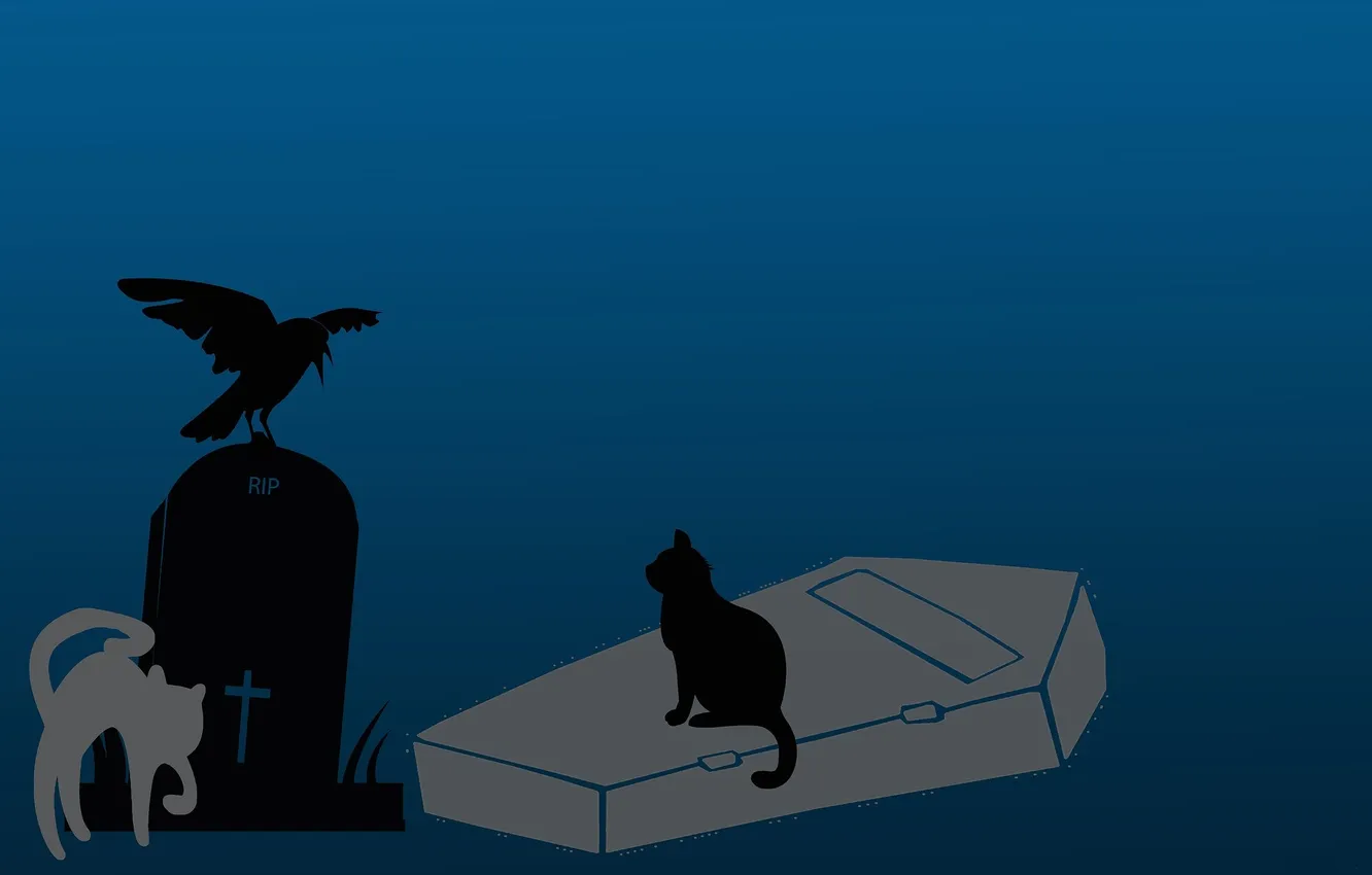 Photo wallpaper cemetery, Halloween, Halloween, the coffin, Raven, the churchyard