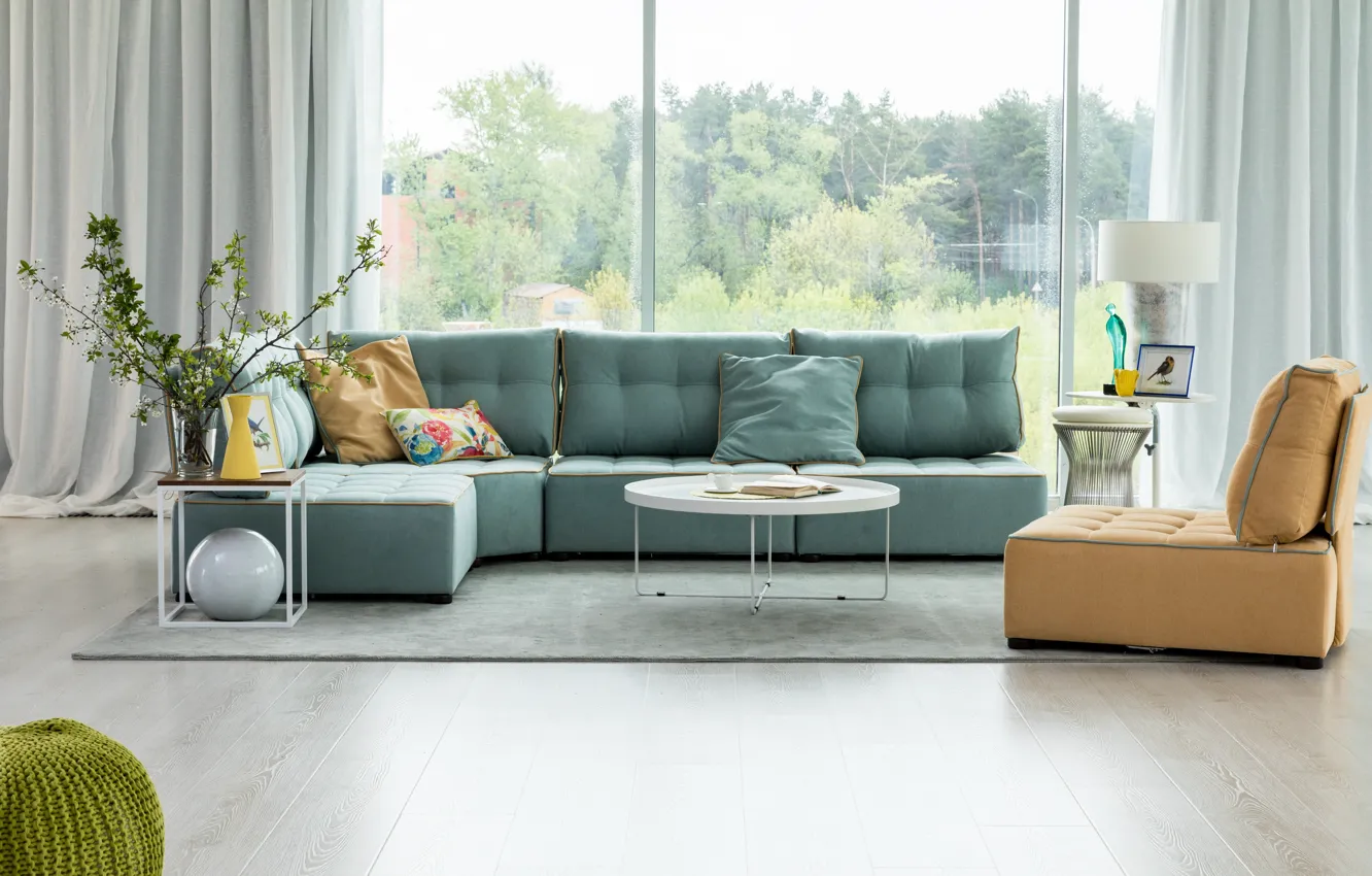 Photo wallpaper design, style, room, interior, chair, sofa, living room, upholstered furniture