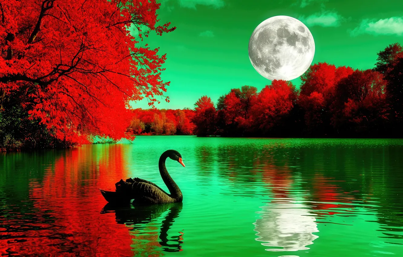 Photo wallpaper landscape, lake, reflection