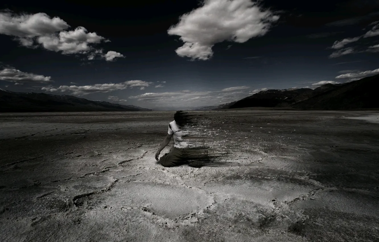 Photo wallpaper the sky, clouds, the wind, people, the disappearance
