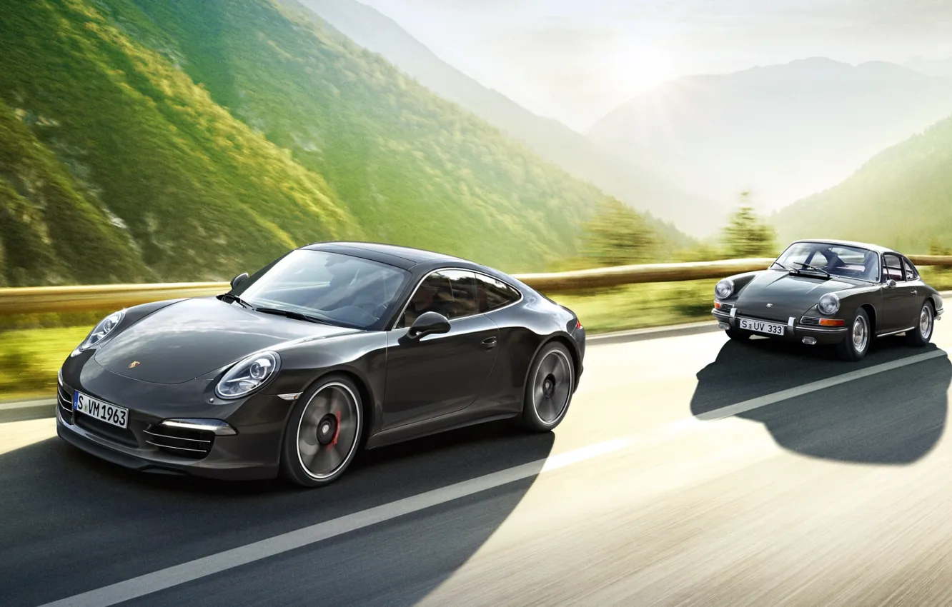 Photo wallpaper background, 911, Porsche, Porsche, the front, old and new