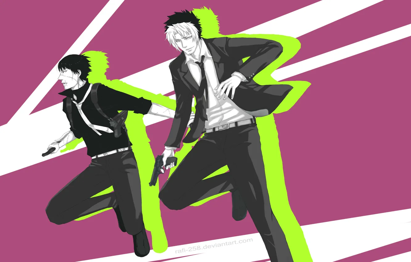 Photo wallpaper guns, anime, art, men, Katekyo Hitman Reborn, scars, Teacher mafia Reborn