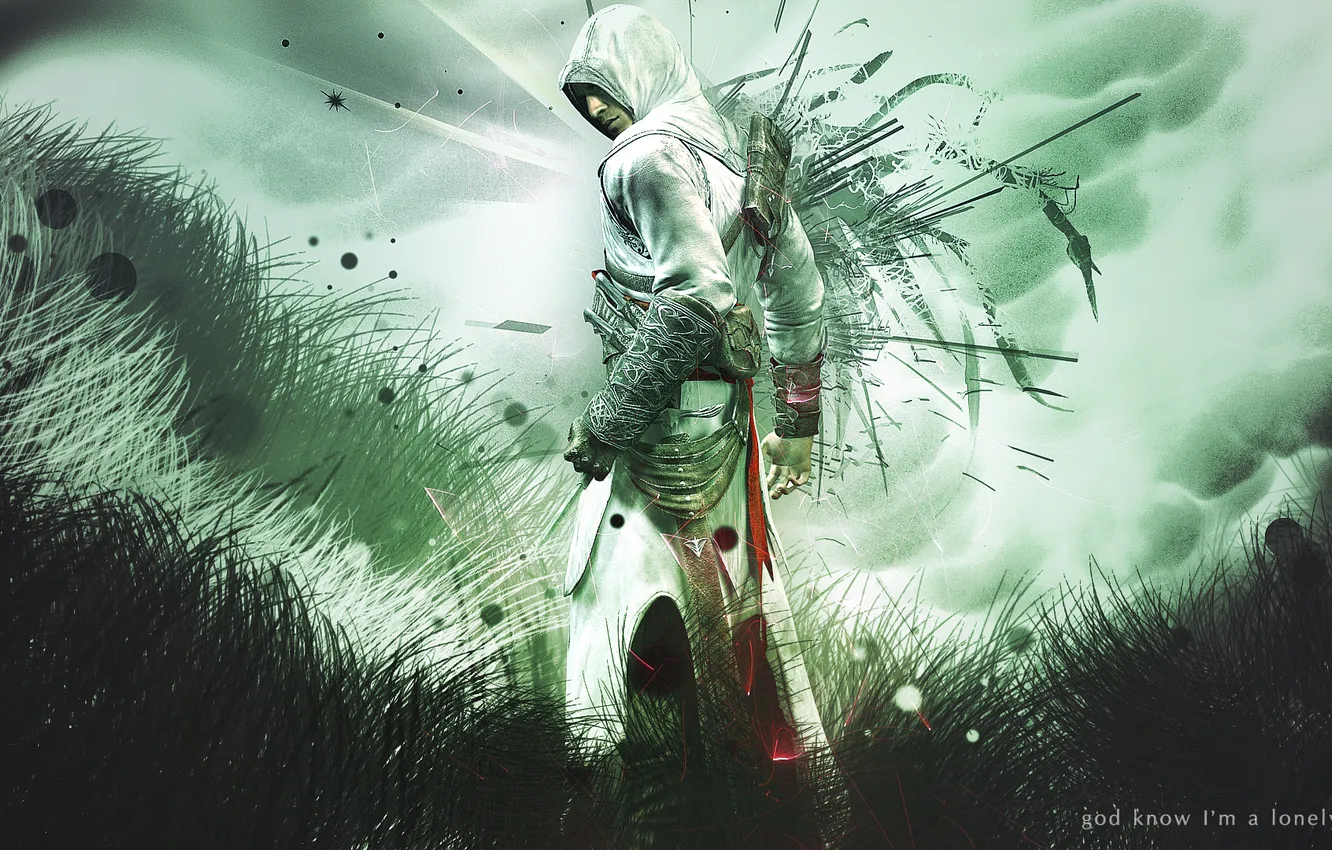 Photo wallpaper assassins creed, Altair, assassin, altair, abstract background