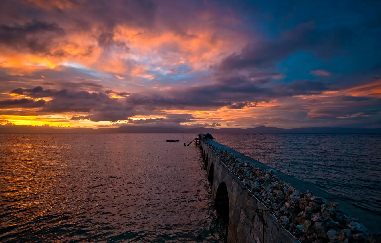 Photo wallpaper sunset, Sea, the evening, Philippines