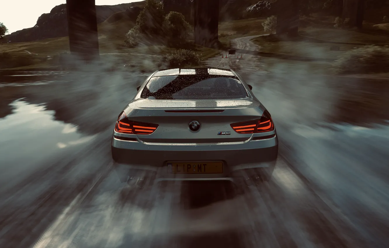 Photo wallpaper HDR, BMW, Speed, Water, Coupe, Game, River, Trees