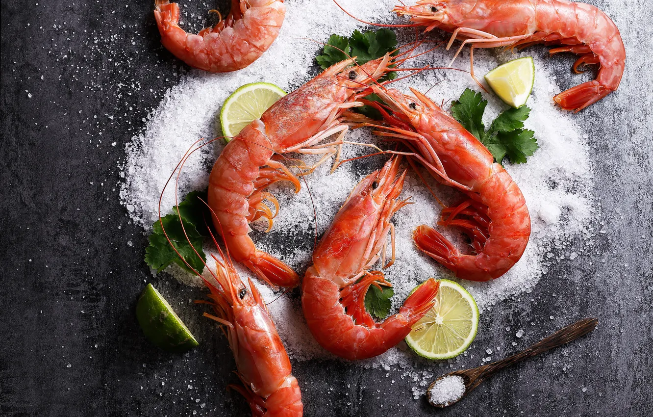 Photo wallpaper lemon, shrimp, salt