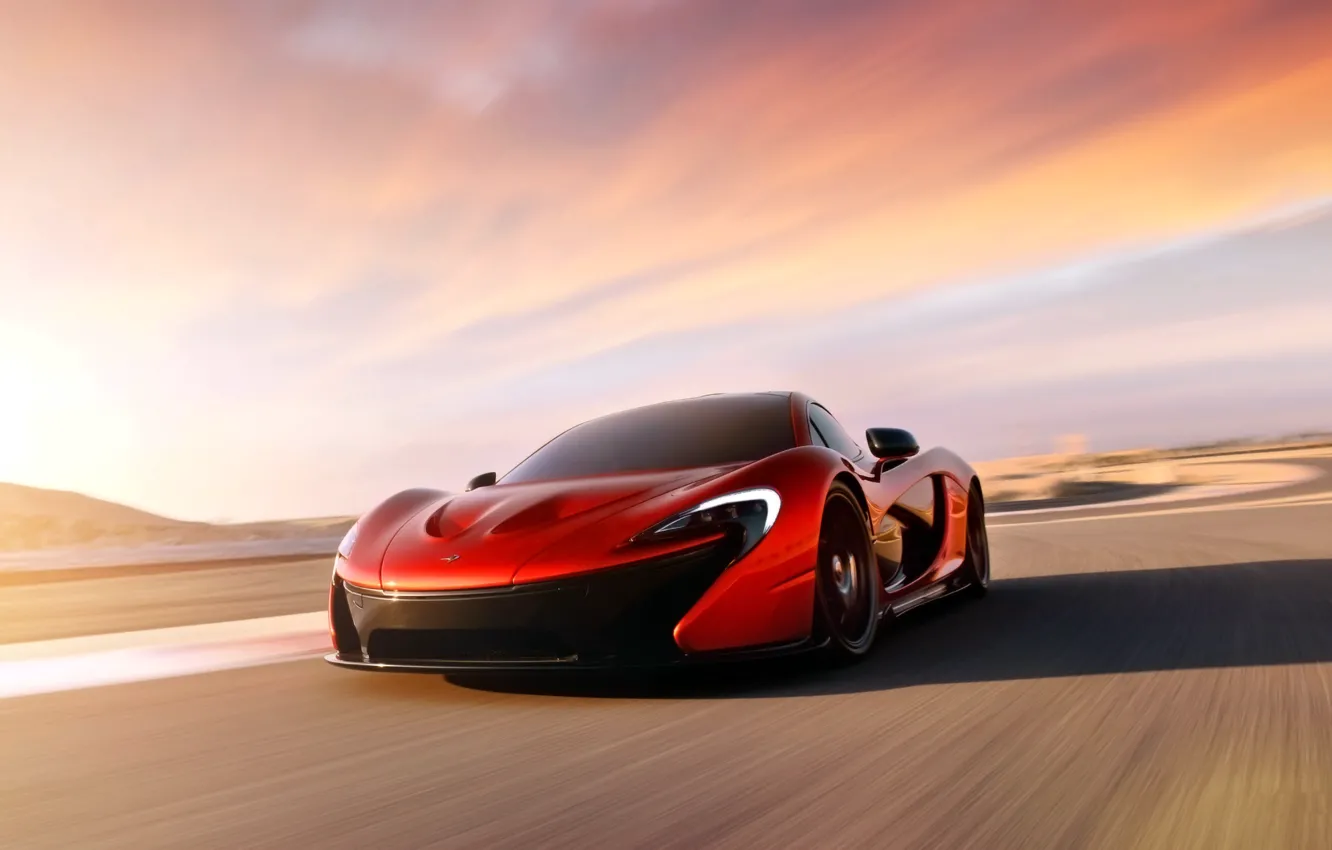 Photo wallpaper Concept, McLaren, Auto, Road, Machine, Orange, Day, Sports car