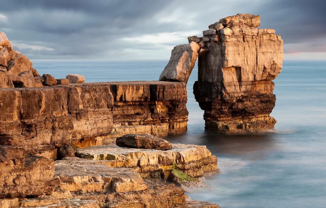 Photo wallpaper sea, landscape, rocks