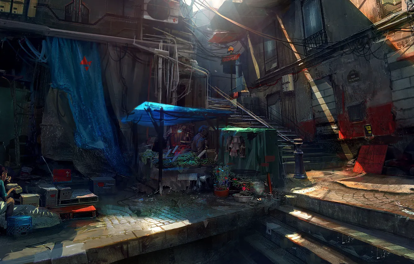 Photo wallpaper the city, street, trade, deep, Rememberme