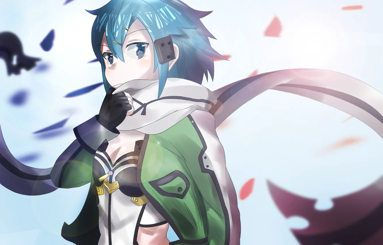 Photo wallpaper girl, scarf, sword art online, sword art online, sinon