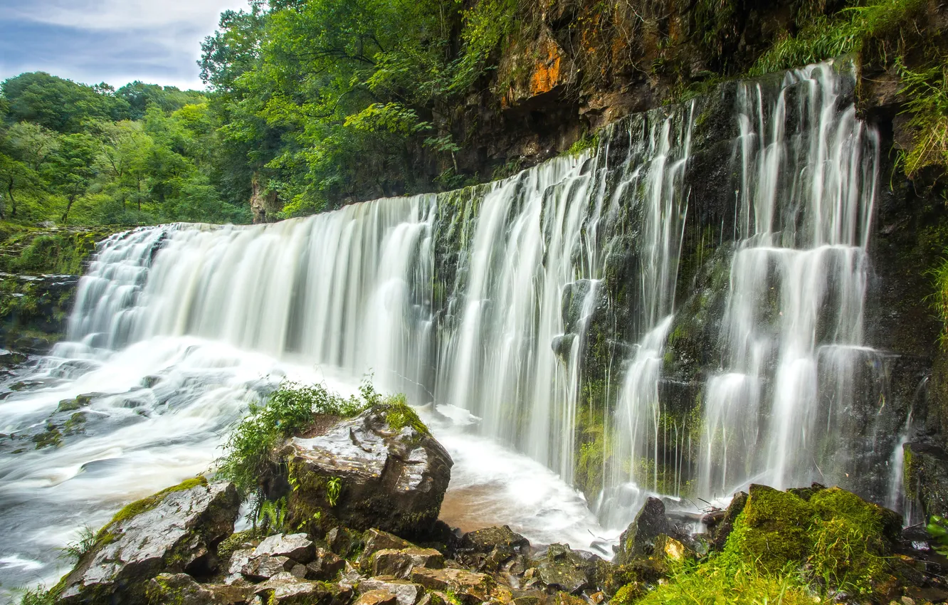 Photo wallpaper river, water, waterfall, stream
