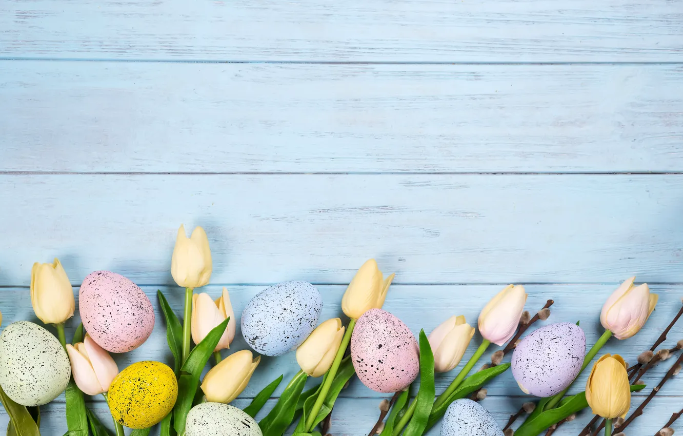 Photo wallpaper Easter, wood, Easter, tulip, Eggs, Myfoodie