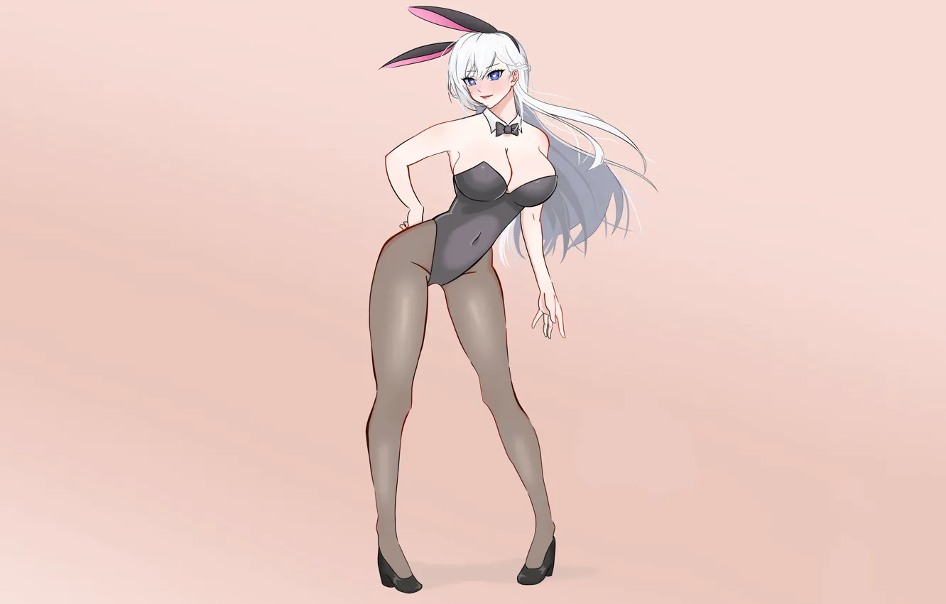 Photo wallpaper girl, sexy, cleavage, long hair, boobs, anime, blue eyes, beautiful