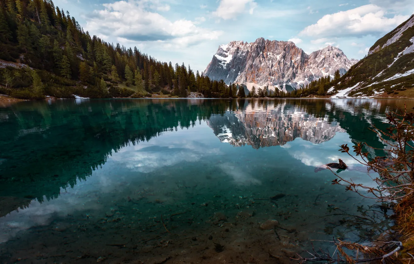 Photo wallpaper landscape, mountains, nature, lake, reflection, spring, Austria, Alps