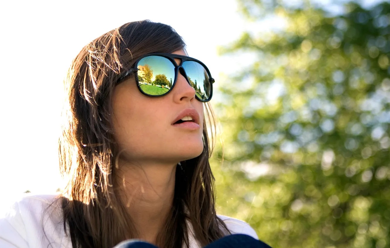 Photo wallpaper girl, the sun, mood, glasses, day, sun