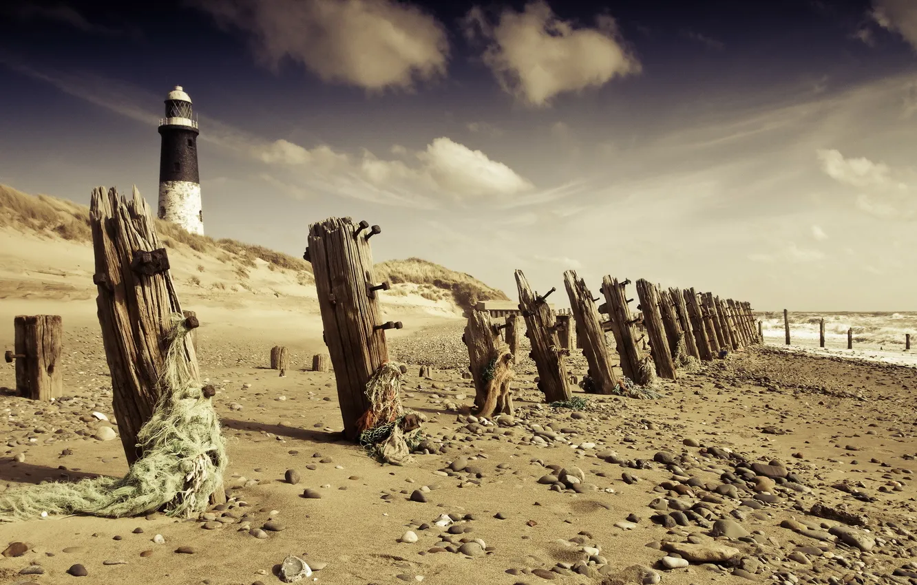 Photo wallpaper sea, shore, lighthouse
