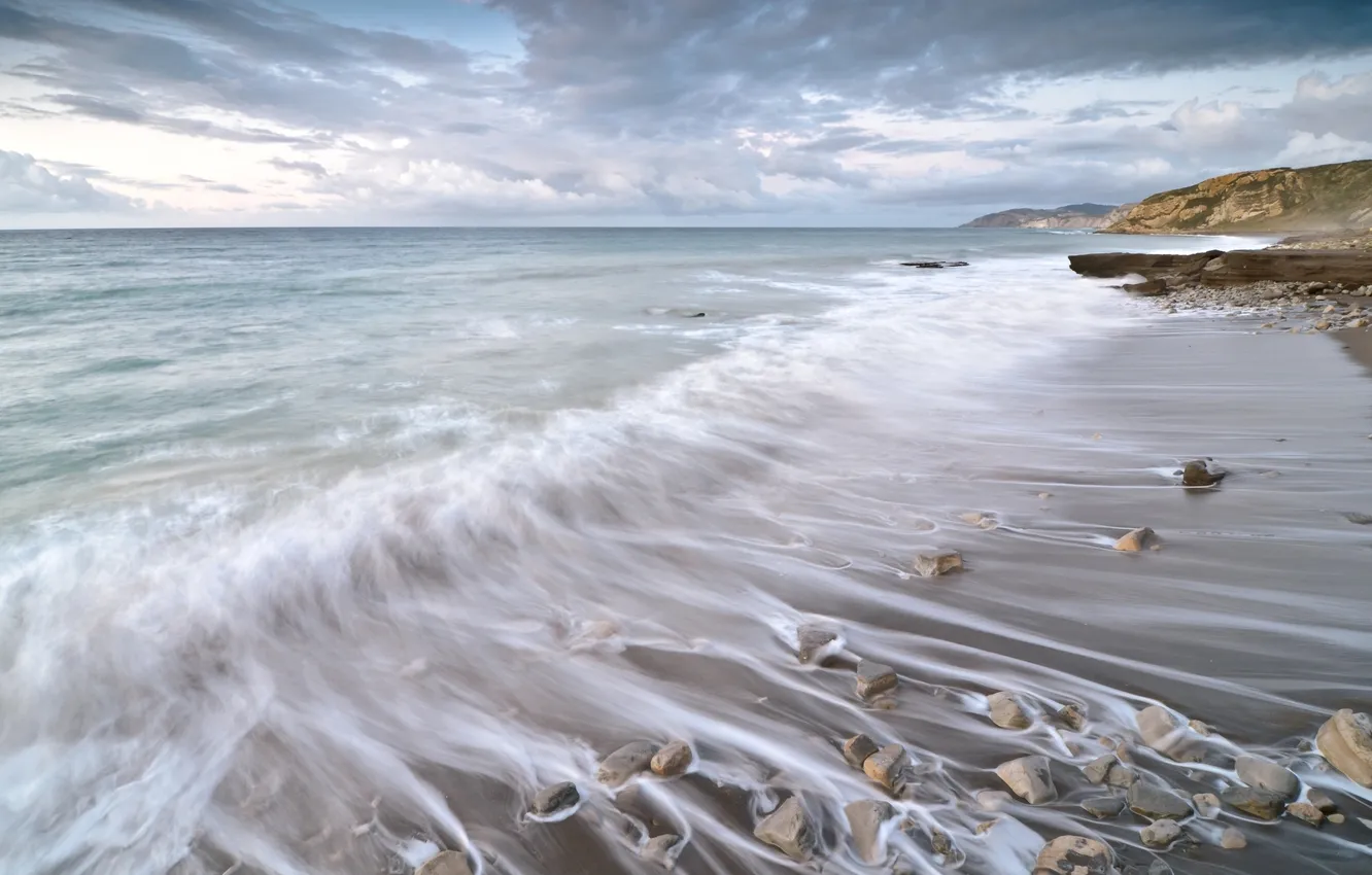 Photo wallpaper sand, sea, wave, landscape, nature, shore