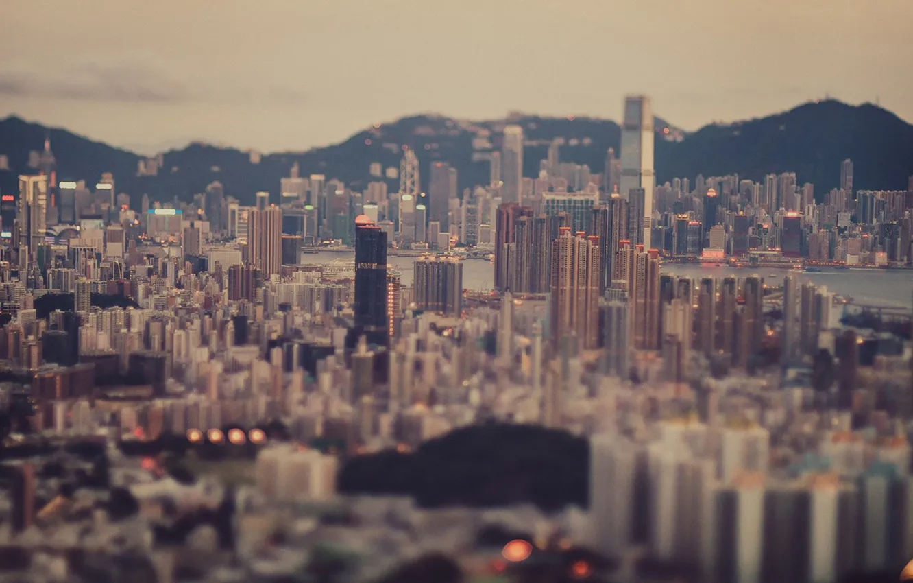 Photo wallpaper city, the city, home, skyscrapers, megapolis, tilt shift, tilt shift