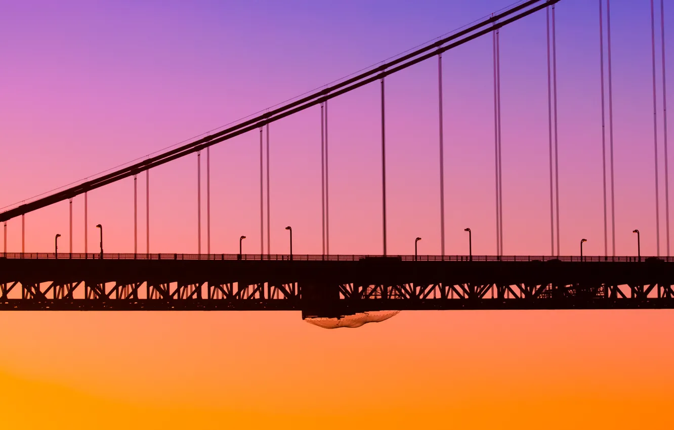 Photo wallpaper bridge, the city, dawn, California, San Francisco, beautiful sunset, Torpedo Wharf