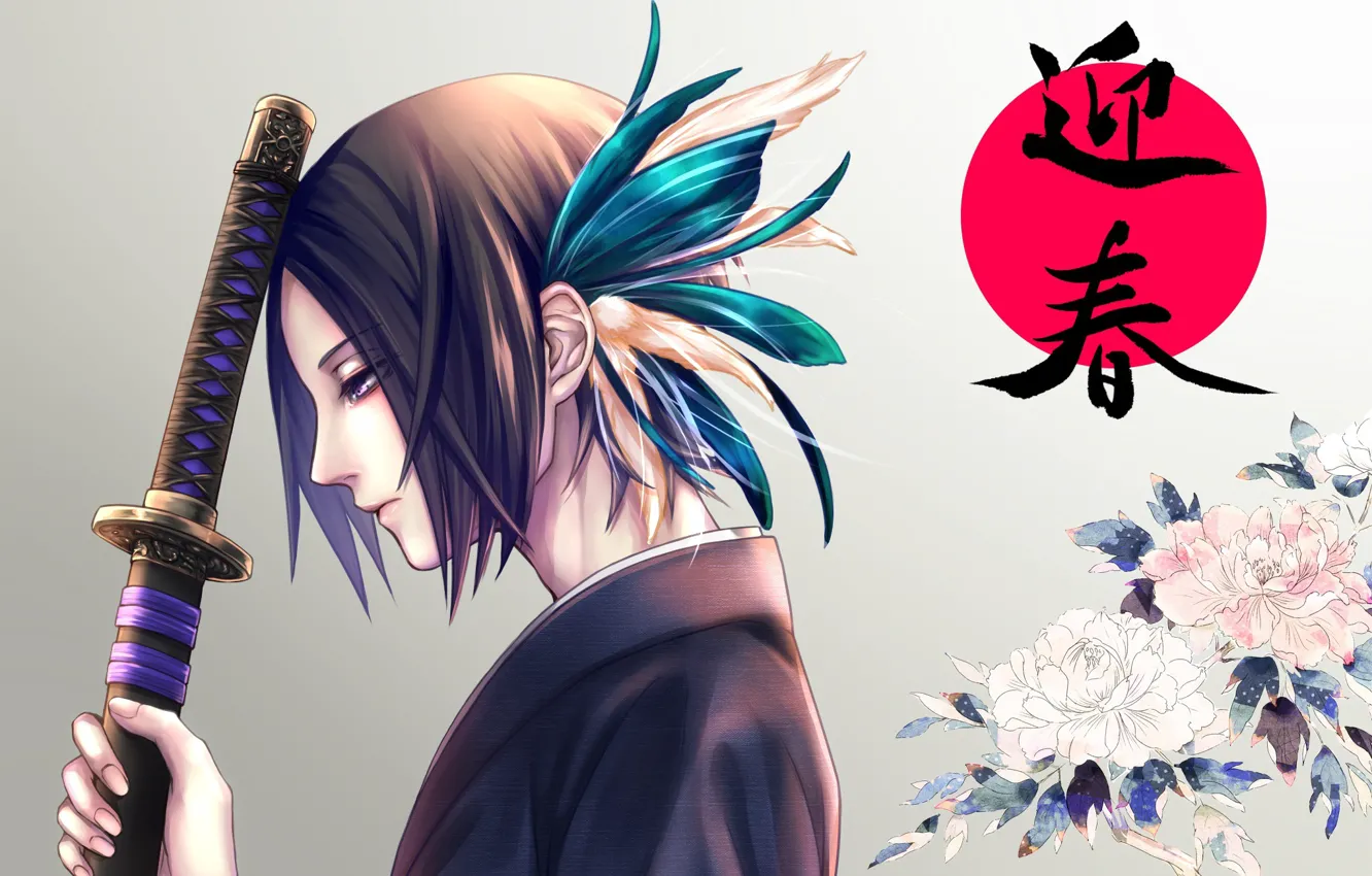 Photo wallpaper girl, sword, anime, art, the handle