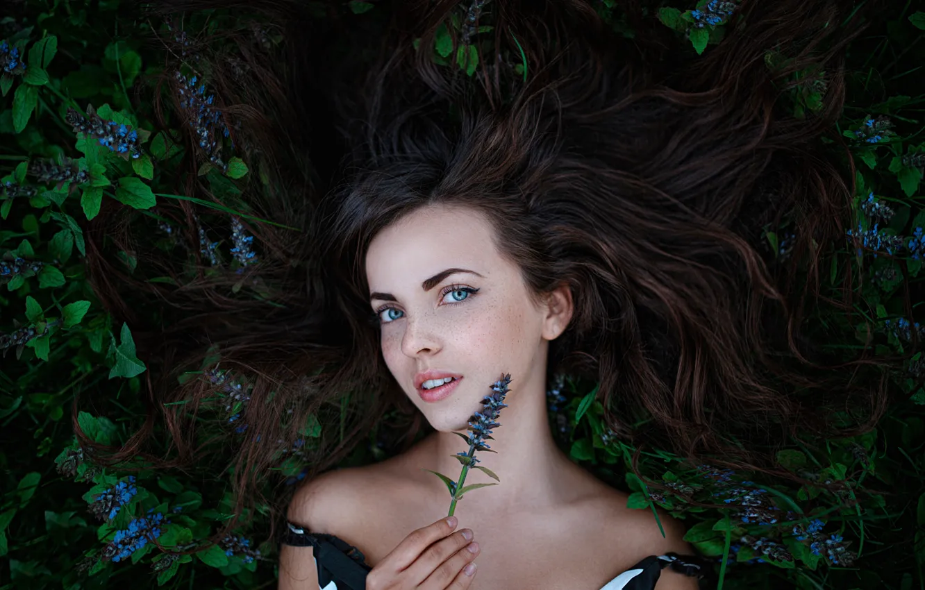 Photo wallpaper freckles, Kate, flowers, Katyusha, George Chernyadev, Forest Fairy