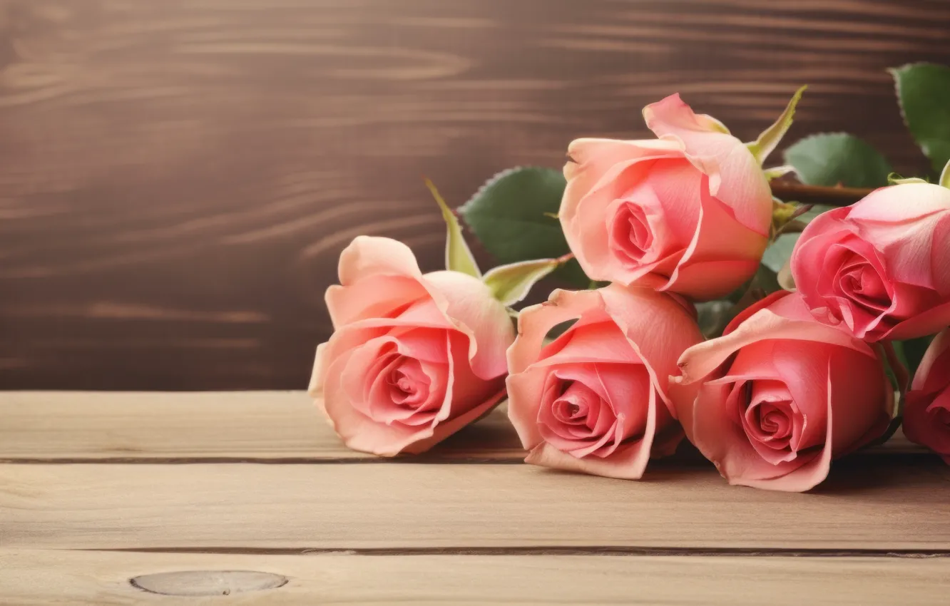 Photo wallpaper flowers, holiday, Board, roses, bouquet, AI art, universal holiday background, neural network