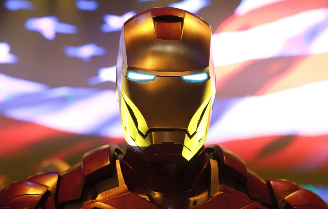 Photo wallpaper red, flag, costume, USA, iron man, Iron Man
