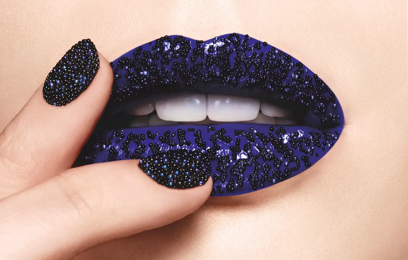 Photo wallpaper face, mood, lips, caviar, manicure