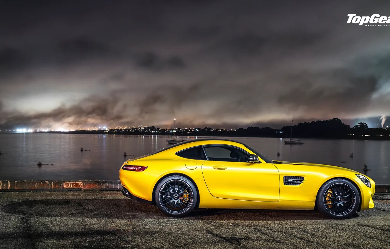 Photo wallpaper Mercedes-Benz, Top Gear, AMG, Yellow, Side, Supercar, 2015